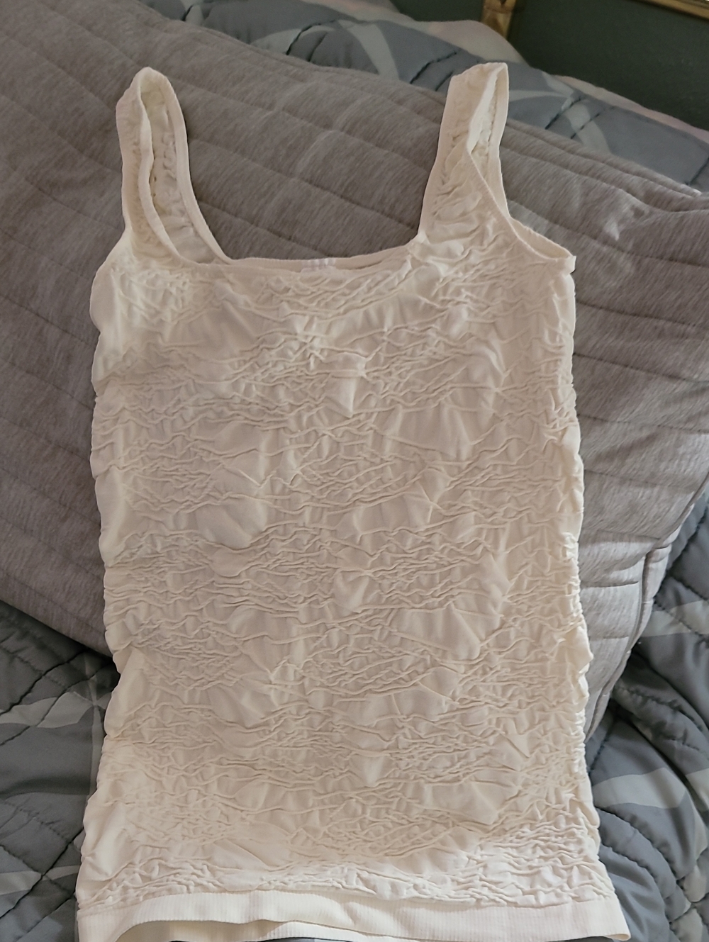 Scala Ivory Ruffle-Texture Tank